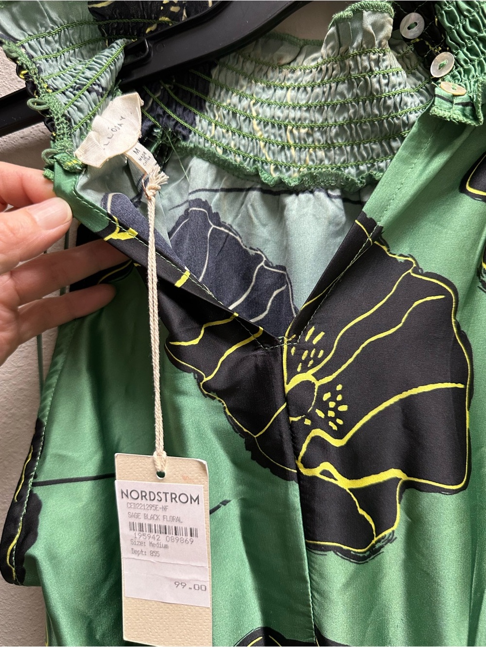 Nordstrom Green Halter Maxi Dress with Black Floral Print - Picture 4 of 5